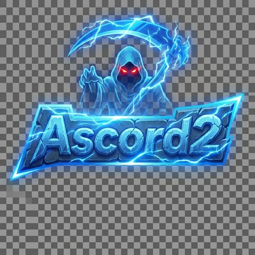 AI Design for Szerekszd át. Legyen nagyobb a logo és a phantom. Phantomnak piroson világitson a szeme. Effektes kasza legyen a kezébe. Ascord2 Felirat kőkemény szép legyen.