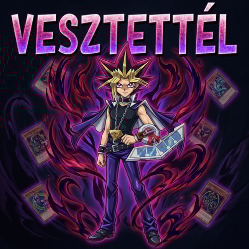 AI Design for Ezt áttudod nekem szerkeszteni? Pl olyanra Yugi áll büszkén gonosz aura körülveszi dueldisk a karján és ki van írva VESZTETTÉL