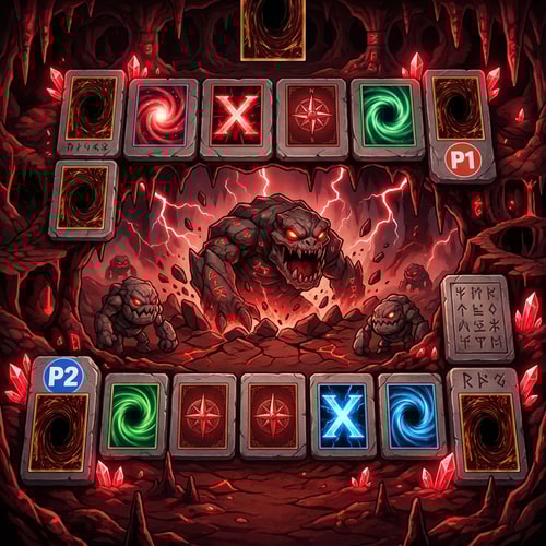 AI Design for Alakitsd át olyanra hogy jól nézzen ki használj szimbolumokat is egyes területekre stb Föld stiluszban legyen vörös szemü föld alatti szörnyek