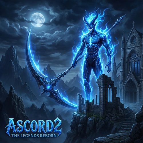 AI Design for Legyen profibb. KÉK PHANTOM kell kaszával a kezébe. 1920x1080-as HD méretbe. Valami komoly helyen játszódjon. Kaszás démon használd azt ami a Solo levelingbe volt a Kék szinü hosszu mosollyal