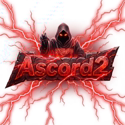 AI Design for Szerkeszd át. Ascord2 feliratra. phantom maradhat piros szemmel a kasza tünjön el. Illetve legyen körülöte piros villámok. Piros szín mardhat. illeve a phanom ruházatba gravirozd bele a STAFF szót. Villám csak a felirat és a kaszás körül legyen.