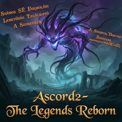 AI Design for Szerkeszd át a dolgokat az irások maradjanak meg.  Teljesen más háttér legyen Ascord2 valami phantom lény. Alulra legyen oda írva Ascord2- The Legends Reborn