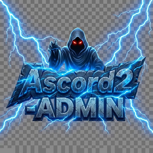 AI Design for Szerkeszd át. Ascord2-ADMIN feliratra. phantom maradhat piros szemmel a kasza tünjön el. Illetve legyen körülöte kék villámok