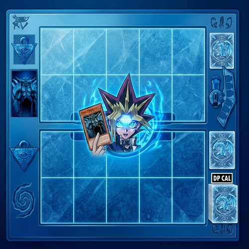 AI Design for Modosítsd úgy a hátteret hogy a kártya temető és a pakli teljesen helyükön legyenek. De semmi mást ne modosíts mert úgy menő ahogy van. Viszont ne alap kártya hátlappal helyetesítsd pl lehet kék hósárkány vagy akármi ami kék