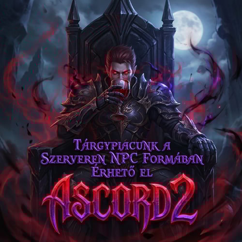 AI Design for Szerkszd át. Kép legyen valami+ extra legyen rajta 1 gonosz isten effektel piros szemmel üljön a trónon illetve Ascord2 felirat jól látszódjon -es pohárból igya a vért Az irás a képen legyen ugyan az csak szebb betütpiussal.