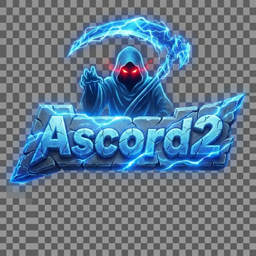 AI Design for Szerekszd át. Legyen nagyobb a logo és a phantom. Phantomnak piroson világitson a szeme. Effektes kasza legyen a kezébe. Ascord2 Felirat kőkemény szép legyen. Jó látható legyen az egész.