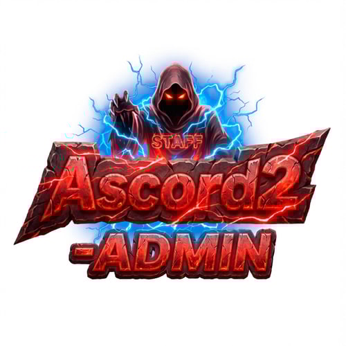 AI Design for Szerkeszd át. Ascord2-ADMIN feliratra. phantom maradhat piros szemmel a kasza tünjön el. Illetve legyen körülöte kék villámok. Piros szín mardhat. illeve a phanom ruházatba gravirozd bele a STAFF szót