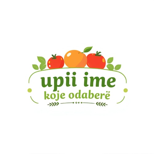 AI Design for Design a clean, modern and memorable logo for a small village fruit and vegetable shop named [upiši ime koje odabereš]. The logo should include natural elements like fresh fruits and vegetables (such as apples, tomatoes, cucumbers), green leaves, and a rustic but professional vibe. Use warm, earthy colors (green, red, orange, yellow) to symbolize freshness and health. The design should be simple, recognizable, and suitable for shop signs, flyers, and packaging. Include the shop name in a bold but friendly font."