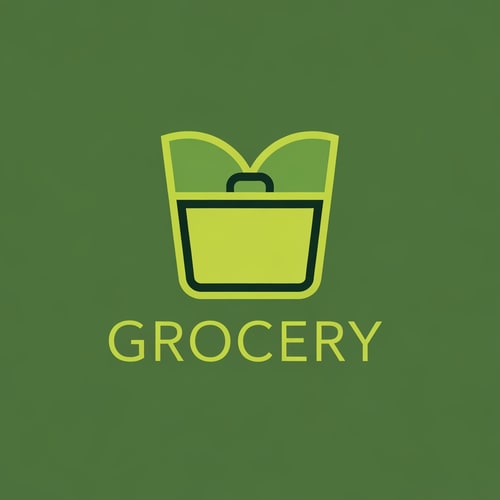 AI Design for Grocery of logo with icon color is green & dark yellow