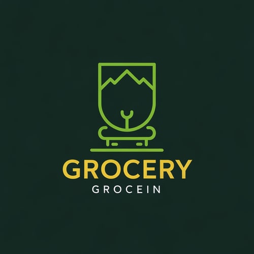 AI Design for Grocery of logo with icon color is green & dark yellow