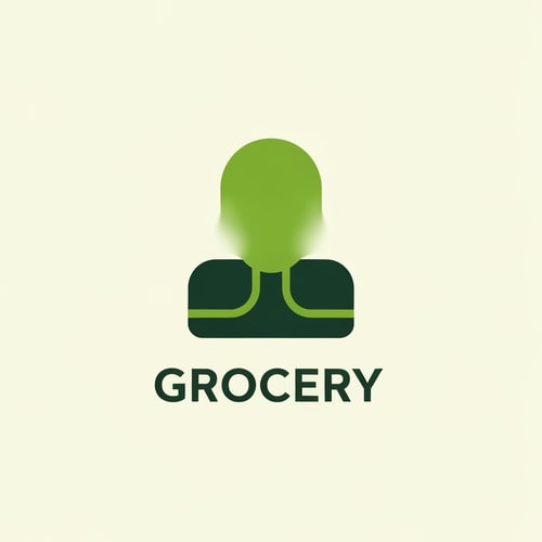 AI Design for Grocery of logo with icon color is green & dark yellow