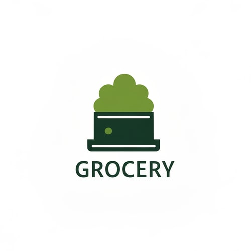 AI Design for Grocery of logo with icon color is green & dark yellow