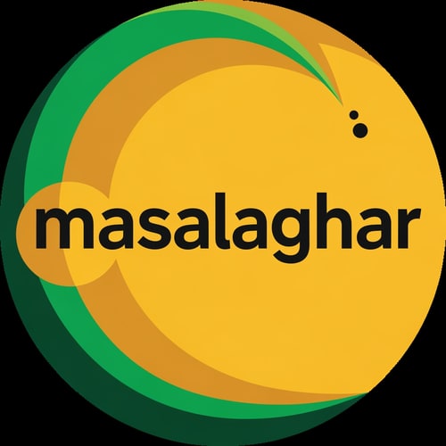 AI Design for masalaghar of logo like a blinkit style end color dark yellow, green black