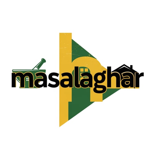 AI Design for masalaghar of logo like a blinkit style dark yellow, green black something unique