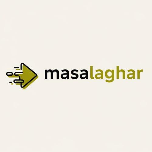 AI Design for masalaghar of logo color is dark YELLOW green, black only icone same like blinkit