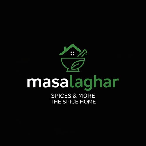 AI Design for masalaghar of logo look like same blinkit style color is dark green, black