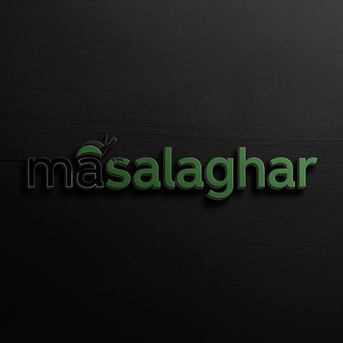 AI Design for masalaghar of logo color is dark green, black