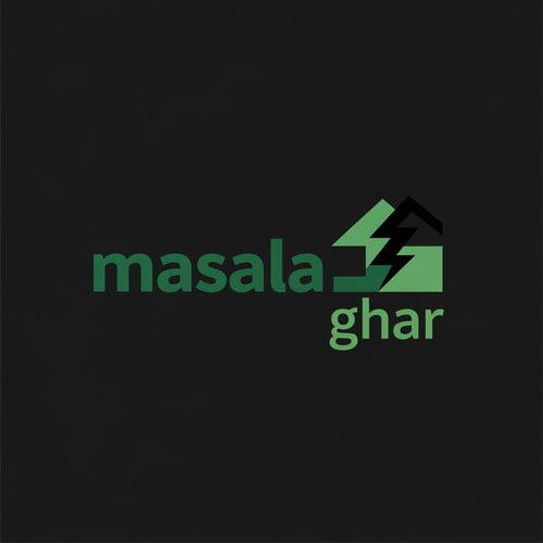 AI Design for masalaghar of logo look like same blinkit style color is dark green, black