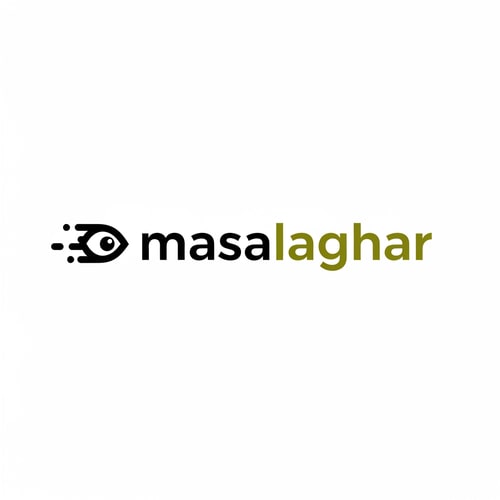 AI Design for masalaghar of logo color is dark YELLOW green, black only icone same like blinkit