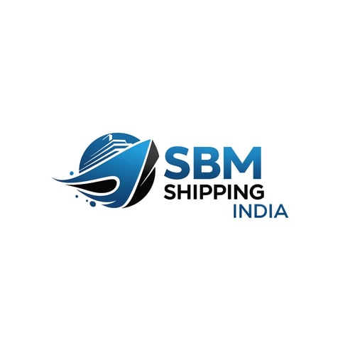 AI Design for SBM of logo shipping india, color blue and black new look