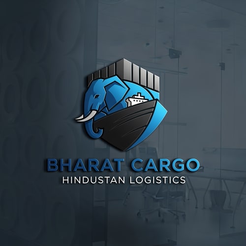 AI Design for shipping india of logo blue and black like