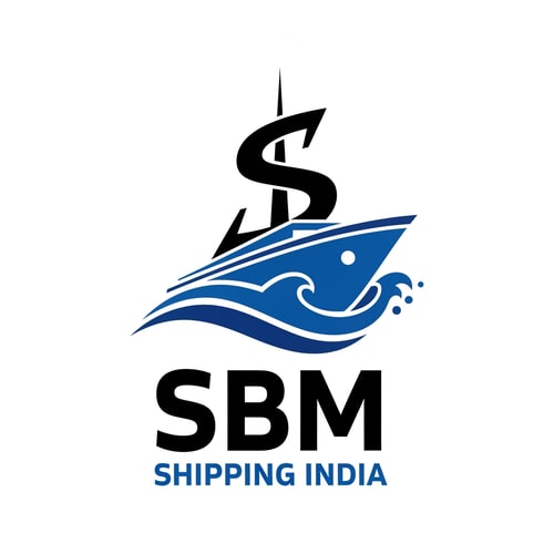 AI Design for SBM of logo shipping india, color blue and black