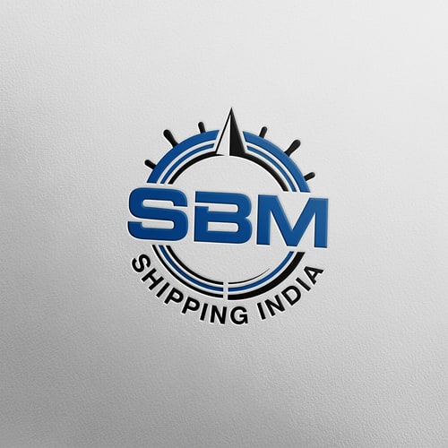 AI Design for shipping india SBM of logo blue and black like