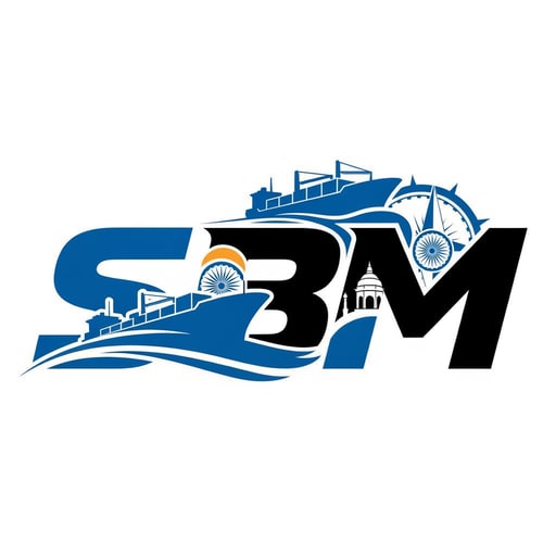 AI Design for SBM of logo shipping india, color blue and black