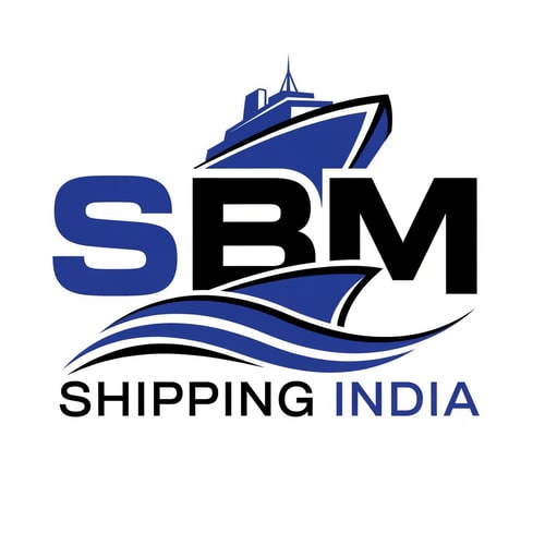 AI Design for SBM of logo shipping india, color blue and black