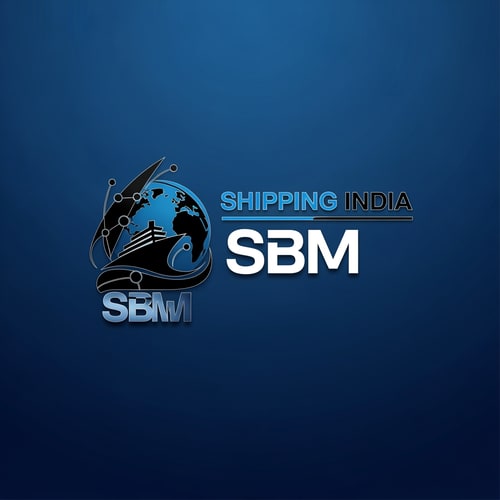AI Design for shipping india SBM of logo blue and black like