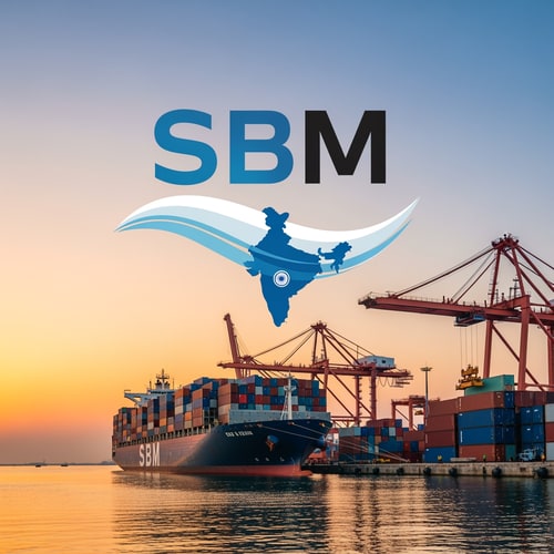 AI Design for SBM of logo blue and black in unique shipping india