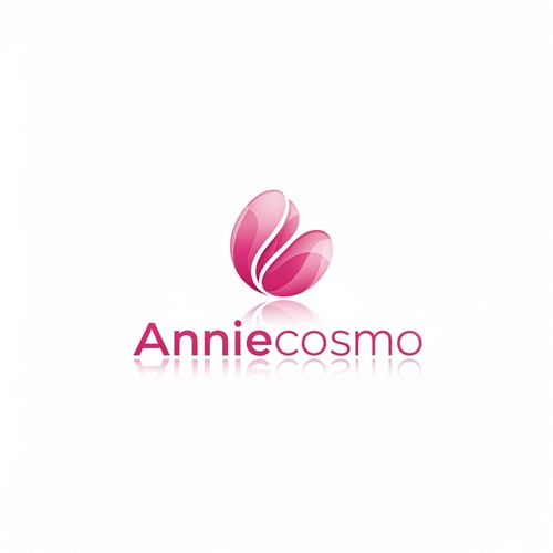 AI Design for Anniecosmo logo for a cosmetic brand — minimalist emblem, #ff5894 color palette, soft ambient lighting, clean and modern style, smooth gradients and subtle reflections, plain white background