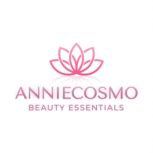 AI Design for anniecosmo logo for a cosmetic brand — minimalist emblem, #ff5894 color palette, soft ambient lighting, clean and modern style, smooth gradients and subtle reflections, plain white background