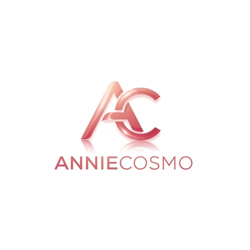 AI Design for Anniecosmo logo for a cosmetic brand — minimalist emblem, #ff5894 color palette, soft ambient lighting, clean and modern style, smooth gradients and subtle reflections, plain white background