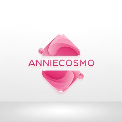AI Design for Anniecosmo logo for a cosmetic brand — minimalist emblem, #ff5894 color palette, soft ambient lighting, clean and modern style, smooth gradients and subtle reflections, plain white background