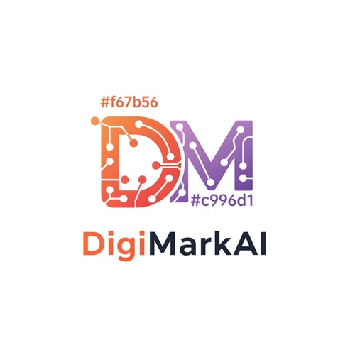 AI Design for digimarkai logo of digital marketing color is #f67b56 & #c996d1