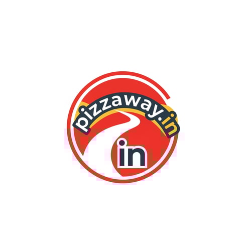 AI Design for A modern logotype graphic for a fast-casual pizza delivery service, featuring the exact text "pizzaway.in" integrated into a dynamic, circular emblem that subtly suggests both a pizza shape and a directional pathway — Centered horizontal layout optimized for use as a website header, maintaining high legibility even when scaled down to function as a simple favicon — Warm and appetizing palette utilizing vibrant tomato red, mozzarella white, and deep charcoal gray for sophisticated contrast; subtle accents of golden yellow — Flat, high-key studio lighting with no gradients or depth of field; the mood is trustworthy and quick — Minimalist vector graphic design with hard lines and geometric construction suitable for corporate identity assets; avoid photographic realism, rendering, or 3D effects — Must prominently display the exact text "pizzaway.in"; keep text/logos/labels EXACTLY unchanged; no rewriting, redrawing, correcting, or adding any text; ensure graphics are clean and scalable — Solid white presentation background, simulating a brand style guide preview.