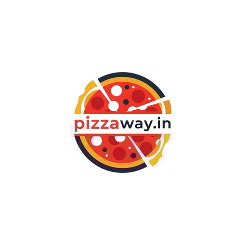 AI Design for A modern logotype graphic for a fast-casual pizza delivery service, featuring the exact text "pizzaway.in" integrated into a dynamic, circular emblem that subtly suggests both a pizza shape and a directional pathway — Centered horizontal layout optimized for use as a website header, maintaining high legibility even when scaled down to function as a simple favicon — Warm and appetizing palette utilizing vibrant tomato red, mozzarella white, and deep charcoal gray for sophisticated contrast; subtle accents of golden yellow — Flat, high-key studio lighting with no gradients or depth of field; the mood is trustworthy and quick — Minimalist vector graphic design with hard lines and geometric construction suitable for corporate identity assets; avoid photographic realism, rendering, or 3D effects — Must prominently display the exact text "pizzaway.in"; keep text/logos/labels EXACTLY unchanged; no rewriting, redrawing, correcting, or adding any text; ensure graphics are clean and scalable — Solid white presentation background, simulating a brand style guide preview.