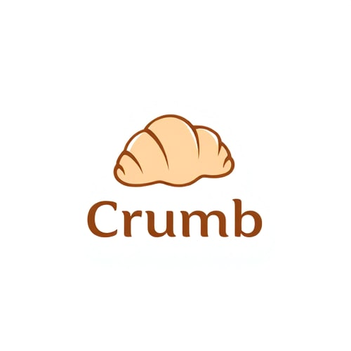 AI Design for Minimalist for a modern, artisanal bakery named "Crumb": A single, elegantly rendered croissant with a delicate crumb texture, suggesting handcrafted quality. Soft, warm earth tones like muted brown, cream, and a touch of blush pink. A clean, sans-serif font with a slightly rounded feel for the brand name. Design inspired by Scandinavian minimalism and a touch of French patisserie elegance, focusing on clean lines and subtle details. A subtle shadow effect to give the croissant depth. Plain white background.