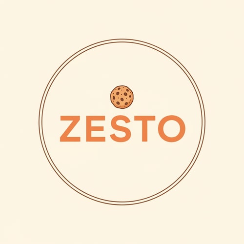 AI Design for Create a logo for cookies brand Named by ZESTO.Minimal,Cozy,Warm Color,Modern design