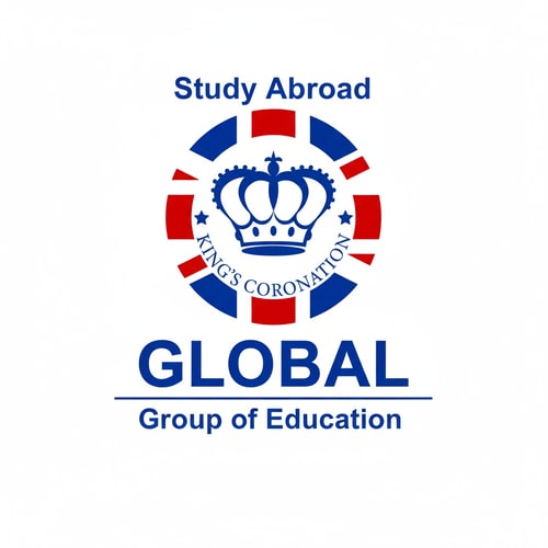 AI Design for header tag line: Study Abroad
Main Name: Global
footer tag line: Group of Education