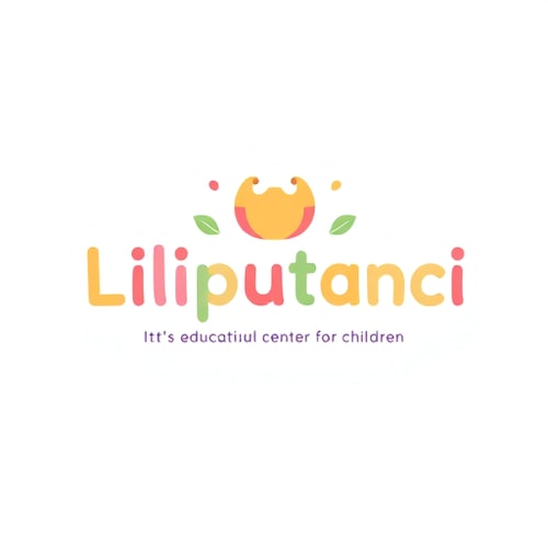AI Design for create me a luxury clean playful creative logo for a brand "Liliputanci." It's educative center for children. Use luxury gentle warm pastel color palette and storytelling typography. Ajust it for kids age 3-14 years old