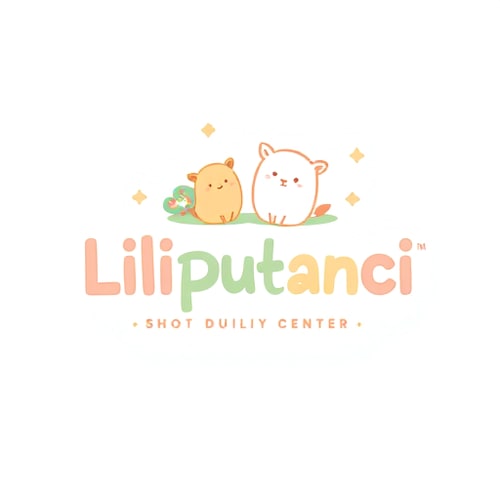 AI Design for create me a luxury clean playful creative logo for a brand "Liliputanci." It's educative center for children. Use luxury gentle warm pastel color palette and storytelling typography. Ajust it for kids age 3-14 years old.Make it calmer more premium clean luxury. Color pallete must be just a little bit lighter with gentle welcome message. Now include liliputs as mascots in logo.