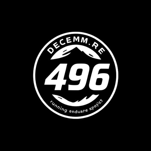 AI Design for Circular logo of a Running endurance project called "DECEMBRE 496"
Black background with a white design, modern, inspiring logo