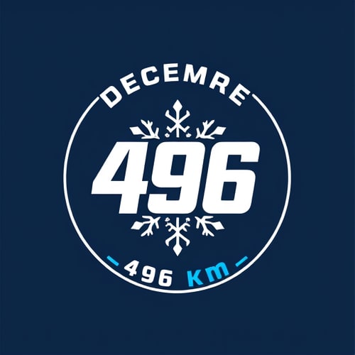 AI Design for // SUBJECT
Vector logo for a personal running challenge "Decembre 496". The logo is a modern, epic emblem for a social media profile picture.
// CORE ELEMENTS
The design is focused on a highly stylized and geometric number "496" at the center. The numbers are bold, sharp, and interconnected. Subtly integrated into the background or the structure of the numbers is a minimalist geometric snowflake pattern, representing December. The text "DECEMBRE" is curved along the top edge of the circle, and the total distance "496 KM" is curved along the bottom edge. The typography is a clean, strong, sans-serif font like "Montserrat Bold".
// STYLE & MOOD
The style is ultra-minimalist, epic, and inspiring. It should feel like a prestigious medal or a mission patch. Flat design with extremely clean lines. High contrast and immediate readability.
// COLOR PALETTE
Strict color palette: a deep navy blue background (#0A192F), with the main elements in crisp white (#FFFFFF) and a single, vibrant electric blue accent (#00A6FB) for the number 496 or a key line.
// COMPOSITION
Perfectly centered circular composition. Excellent use of negative space to create a sense of importance and clarity.
// NEGATIVE PROMPT
--no 3d render, shadows, gradients, photorealistic, handwriting, script font, cluttered, messy, complex illustration, signature