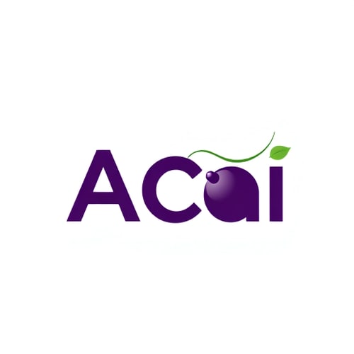 AI Design for Create a logo: “ACai” in Reem Kufi. “AC” in uppercase, bold and prominent. “ai” in lowercase to emphasize “AC.” Color #6A1B9A. The small “a” has a green stem (#32CD32) and a small green leaf. The “a” is a stylized blend of the letter and an acai berry. The lower curve of the “a” is slightly thickened to suggest the berry. A thin stem grows from the upper right side of the “a,” curves gently upward, and ends at the dot of the “i.” A small, minimalist leaf (tilted to the left) sits approximately in the middle of the stem.