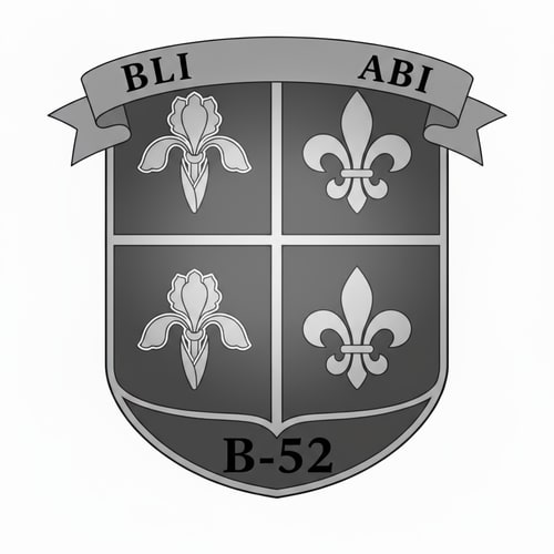 AI Design for Faire le logo sans couleur. Augmenter l'espace pour le B-52. Réduire l'espace du haut pour faire plus d'espace pour le bas