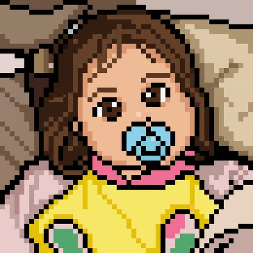 AI Design for convierteme esa imagen en un dibujo pixel art, tipo, recrea la chica en un dibujo pixel art como ejemplo de la imagen 2