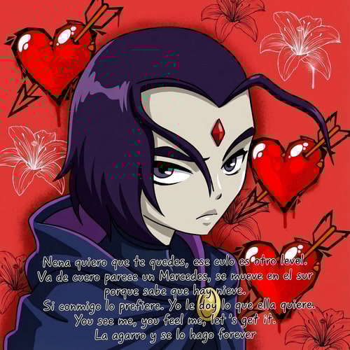 AI Design for ahora haz que la siguiente imagen tenga este texto escrito como si fuera hecho a mano pero con un formato de dibujo pero debajo de la imagen y que no sea tan grande.
Nena quiero que te quedes, ese culo es otro level. Va de cuero parece un Mercedes, se mueve en el sur porque sabe que hay nieve
Si conmigo lo prefiere. Yo le doy lo que ella quiere. You see me, you feel me, lets get it. La agarro y se lo hago forever