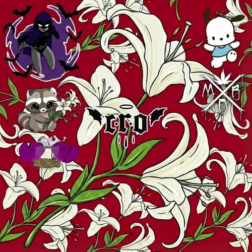 AI Design for haz que en la imagen 1, este la imagen 2 abajo de pochacco, arriba a la derecha, el logo no tiene que ser muy grande